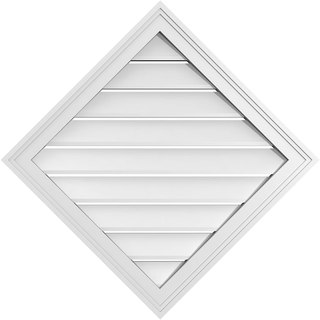 Ekena Millwork Diamond Surface Mount PVC Gable Vent: Non-Functional, w/ 2"W x 1-1/2"P Brickmould Frame, 28"W x 28"H GVPDI28X2802SN